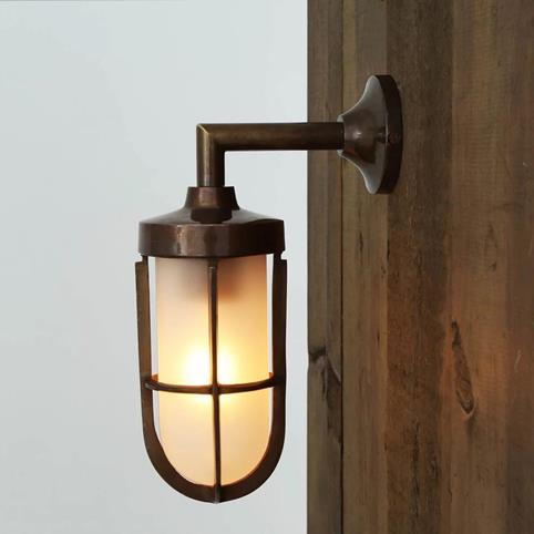 TRADITIONAL CLADACH Cage IP65 Wall Light in Antique Brass