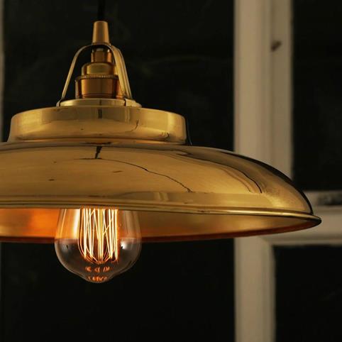 TELAL Vintage Industrial Pendant Light in Polished Brass
