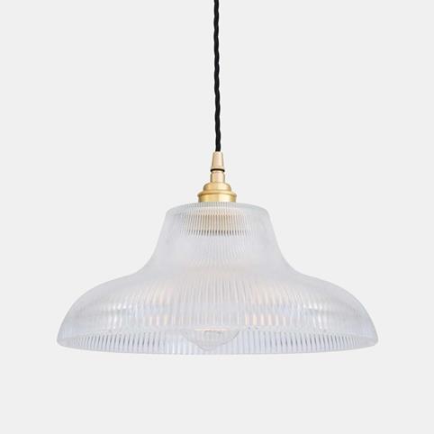 MONO PRISMATIC Industrial Railway Glass Pendant Ceiling Light - 30cm in Polished Brass