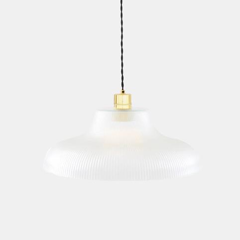 MONO PRISMATIC Industrial Railway Glass Pendant Ceiling Light - 40cm in Polished Brass