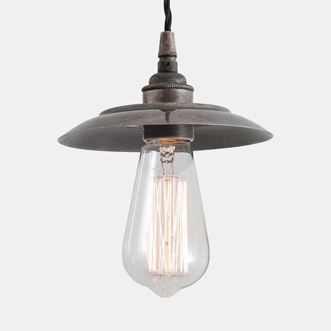 REZNOR SMALL Industrial Shaded Pendant Light in Antique Silver