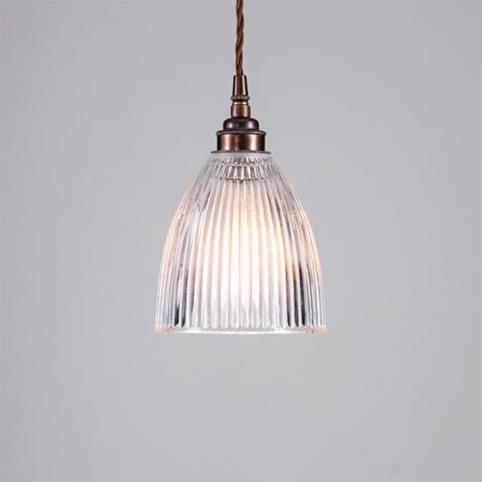 PRISMATIC GLASS Bell Pendant Ceiling Light - Small in Antique Brass