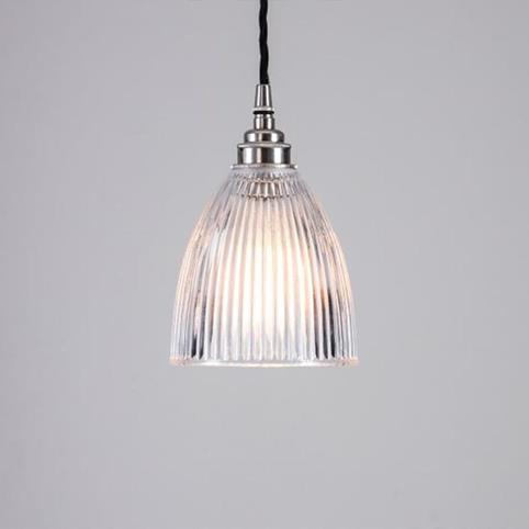 PRISMATIC GLASS Bell Pendant Ceiling Light - Small in Polished Nickel