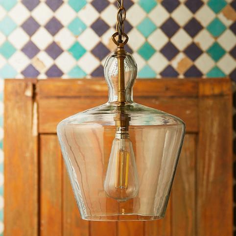 DEMIJOHN Glass Pendant Light by Pooky in Antique Brass