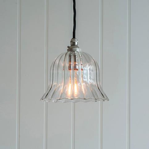 BODIUM RIBBED Glass Pendant Light - Small in Nickel