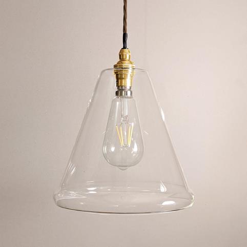 RYE CLEAR Glass Pendant Light - Medium in Polished Brass