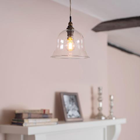 BODIUM CLEAR Glass Pendant Light - Small in Antique Brass