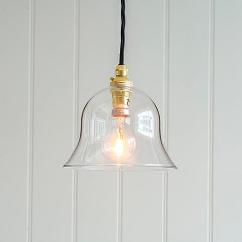 BODIUM CLEAR Glass Pendant Light - Small in Polished Brass