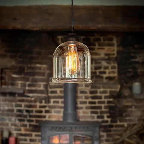HYTHE CLEAR Glass Pendant Light- Small in Bronze