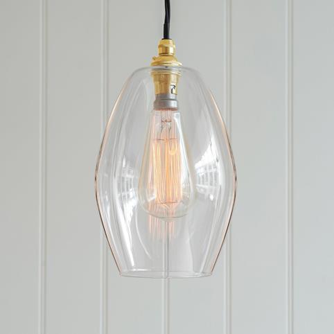 CAMBER CLEAR Glass Pendant Light- Medium in Polished Brass