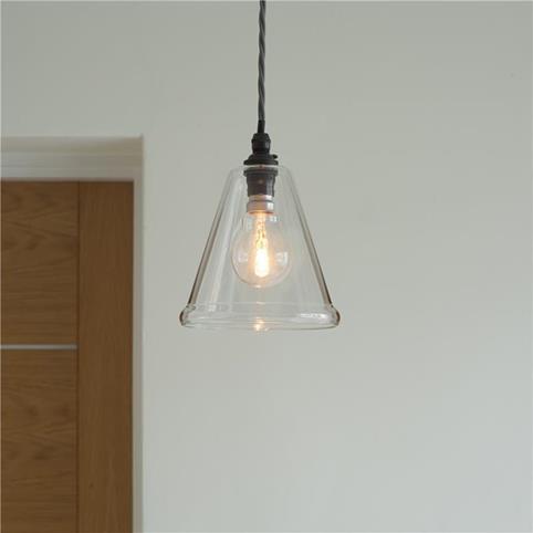 RYE CLEAR Glass Pendant Light- Small in Bronze