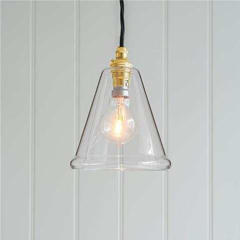 RYE CLEAR Glass Pendant Light- Small in Polished Brass