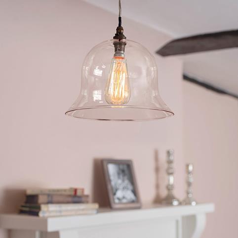 BODIUM CLEAR Glass Pendant Light- Large in Antique Brass