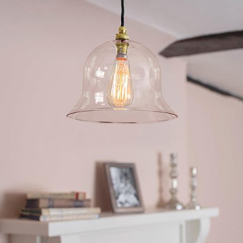 BODIUM CLEAR Glass Pendant Light- Large in Polished Brass