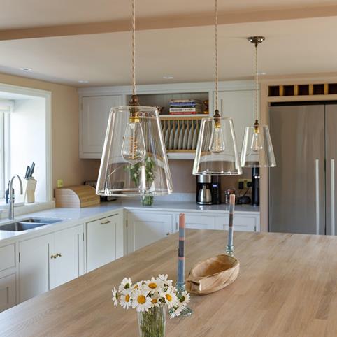 NEWBURY CLEAR Glass Pendant Light - Large in Antique Brass