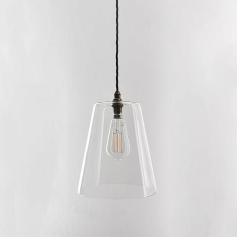 NEWBURY CLEAR Glass Pendant Light - Large in Antique Brass