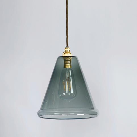 RYE SMOKED Glass Pendant Light- Medium in Polished Brass
