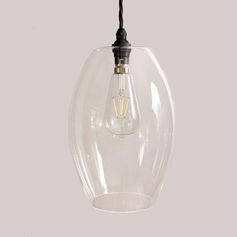 CAMBER CLEAR Glass Pendant Light- Large in Bronze