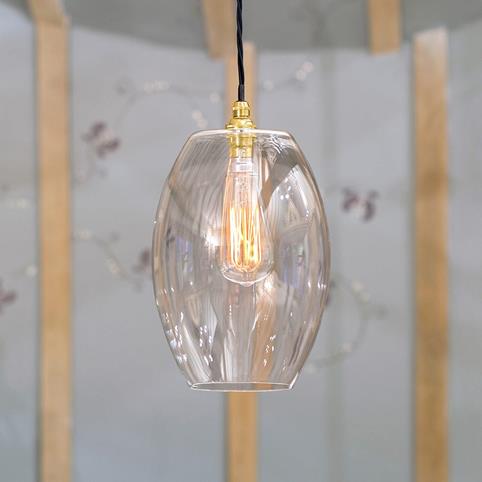 CAMBER CLEAR Glass Pendant Light- Large in Polished Brass