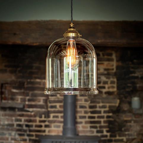 HYTHE CLEAR Glass Pendant Light- Medium in Polished Brass