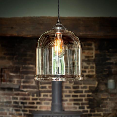 HYTHE CLEAR Glass Pendant Light- Large in Nickel