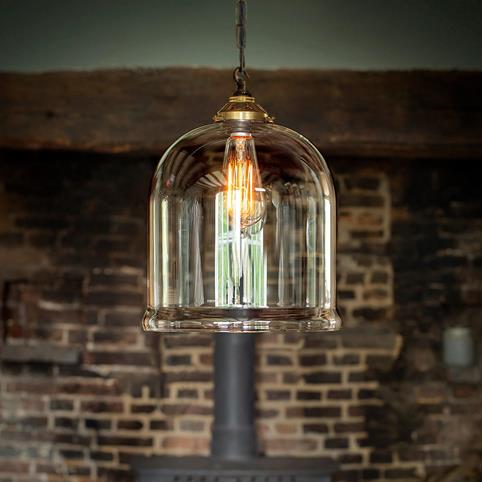 HYTHE CLEAR Glass Pendant Light- Large in Polished Brass