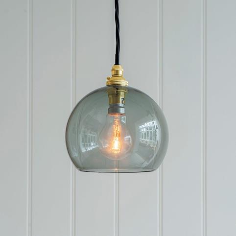SOHO SMOKED Glass Pendant Light- Small in Polished Brass