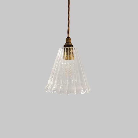 RYE RIBBED Glass Pendant Light- Small in Antique Brass