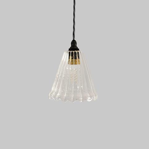 RYE RIBBED Glass Pendant Light- Small in Bronze