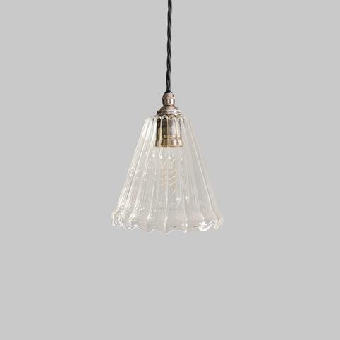 RYE RIBBED Glass Pendant Light- Small in Nickel