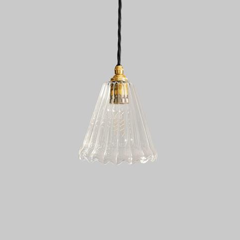 RYE RIBBED Glass Pendant Light- Small in Polished Brass