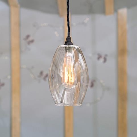 CAMBER CLEAR Glass Pendant Light- Small in Bronze