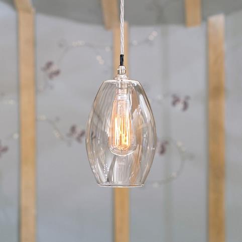 CAMBER CLEAR Glass Pendant Light- Small in Nickel