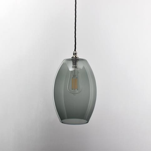 CAMBER SMOKED Glass Pendant Light - Large  in Nickel