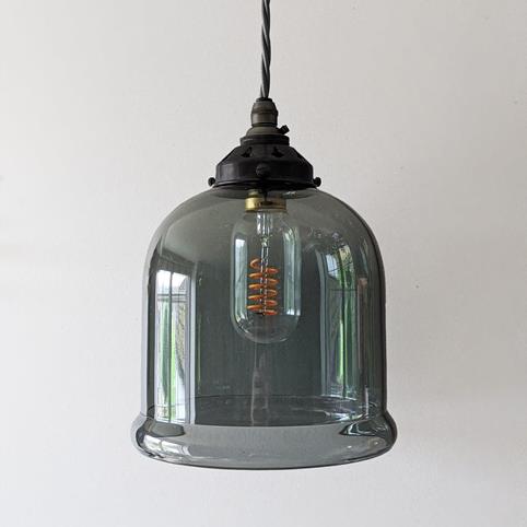 HYTHE SMOKED Glass Pendant Light - Small in Bronze
