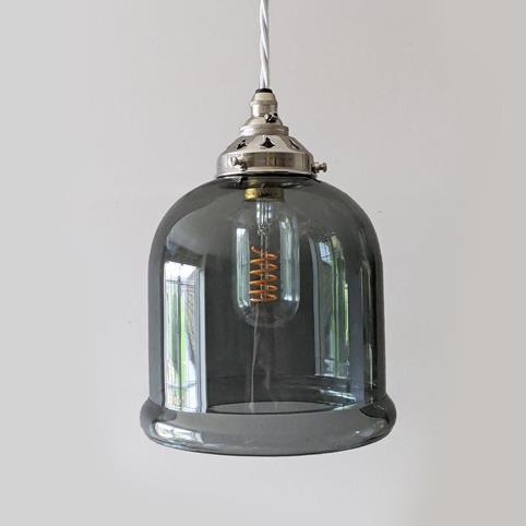 HYTHE SMOKED Glass Pendant Light - Small in Nickel