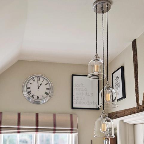 HYTHE CLEAR Glass 3 Cluster Pendant Light - Small in Nickel