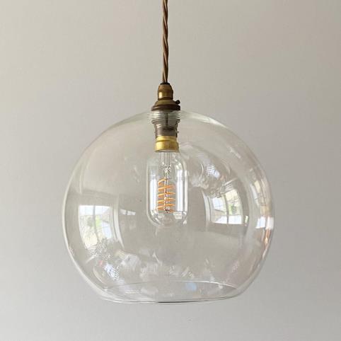 SOHO CLEAR Glass Pendant Light - Large in Antique Brass