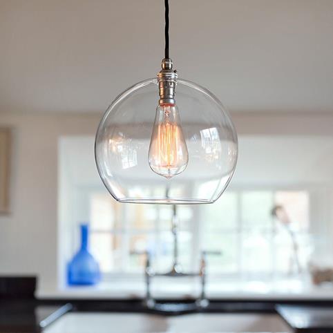 SOHO CLEAR Glass Pendant Light - Large in Nickel
