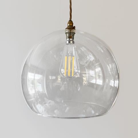 SOHO CLEAR Glass Globe Pendant Light - Extra Large in Antique Brass