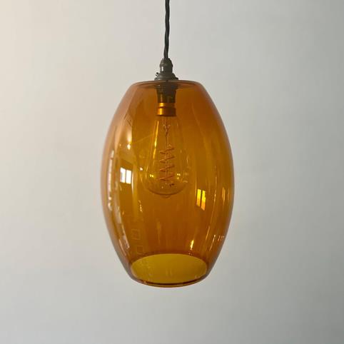 CAMBER CLEAR Amber Glass Pendant Light - Large in Bronze