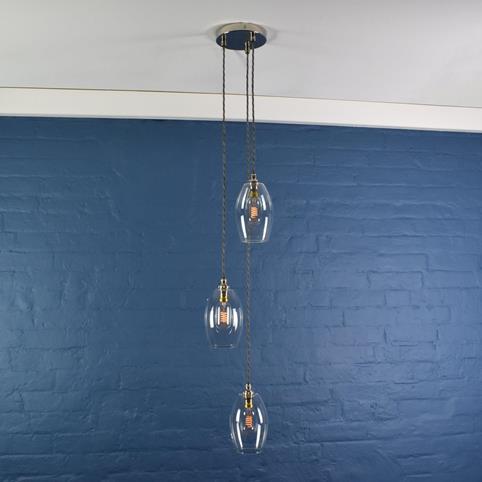CAMBER SMALL 3 Drop Cluster Pendant Light in Nickel