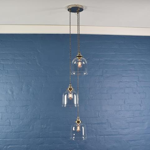 HYTHE SMALL BELL 3 Drop Cluster Pendant Light in Nickel