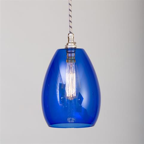 HUTTON Coloured Glass Pendant Light - Medium in Blue