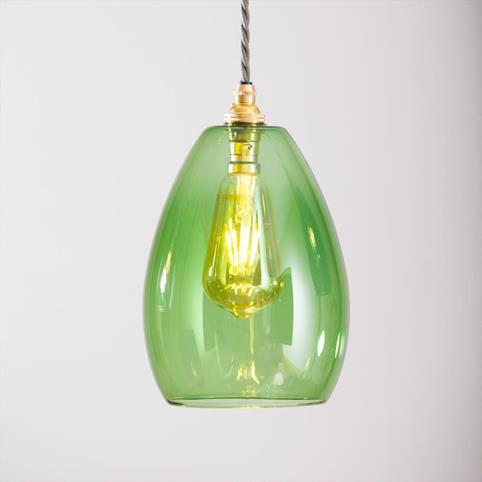 HUTTON Coloured Glass Pendant Light - Medium in Green
