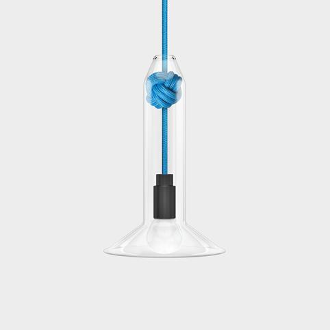 CONTEMPORARY Small Clear Glass Knot Pendant Light in Blue