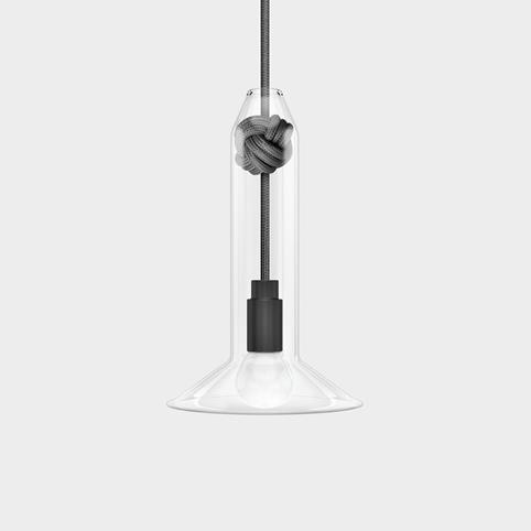 CONTEMPORARY Small Clear Glass Knot Pendant Light in Grey