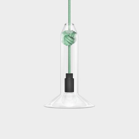 CONTEMPORARY Small Clear Glass Knot Pendant Light in Light Green