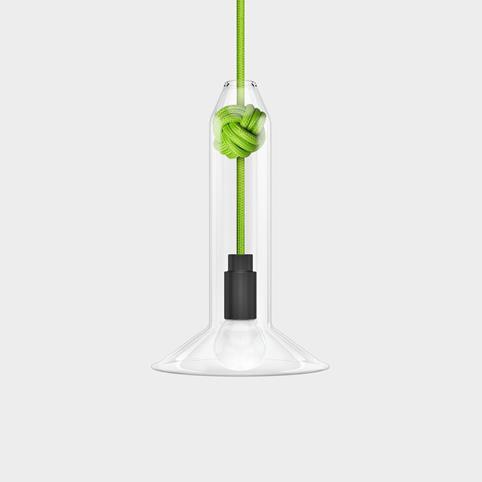 CONTEMPORARY Small Clear Glass Knot Pendant Light in Lime