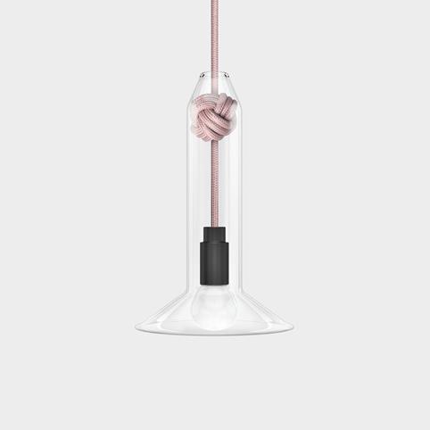 CONTEMPORARY Small Clear Glass Knot Pendant Light in Pink